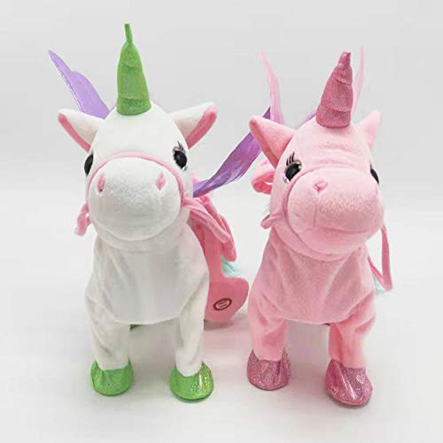 Caminata y Canto eléctrico Unicornio de Peluche de Juguete de Peluche Pegasus Pony Toys 35 cm Música Unicornio de Juguete para niños (Pink)