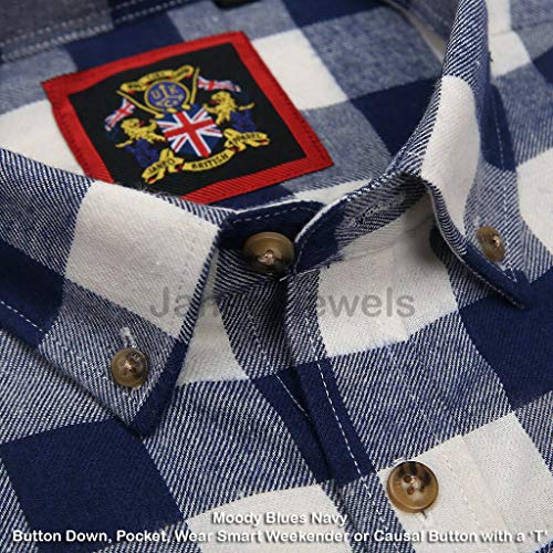 Camisa de Manga Larga Janeo British Apparel, para Hombre leñador a Cuadros Buffalo Check, Mezcla de algodón Cepillado Ligero, Brawny Tartan Estilo. Botón Abajo del Cuello