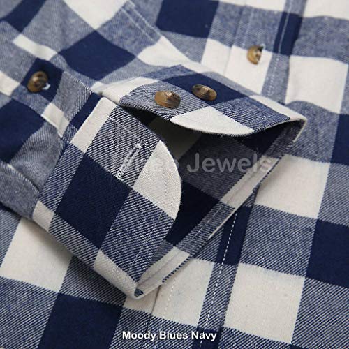 Camisa de Manga Larga Janeo British Apparel, para Hombre leñador a Cuadros Buffalo Check, Mezcla de algodón Cepillado Ligero, Brawny Tartan Estilo. Botón Abajo del Cuello