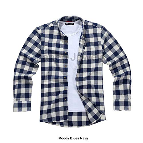 Camisa de Manga Larga Janeo British Apparel, para Hombre leñador a Cuadros Buffalo Check, Mezcla de algodón Cepillado Ligero, Brawny Tartan Estilo. Botón Abajo del Cuello