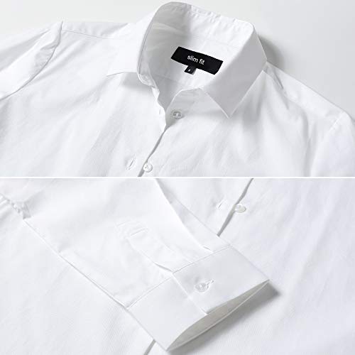 Camisa de Vestir Elástica Mujer, diseño clásico Trabajo/Reunion/Ceremonia/Boda/Fiesta/Ocasiones Formales/Casuales, Blanco, Cuello 40CM, Pecho 108CM