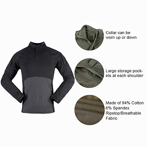 Camisa táctica militar transpirable de manga larga para hombre airsoft ropa al aire libre con bolsillos con cremallera