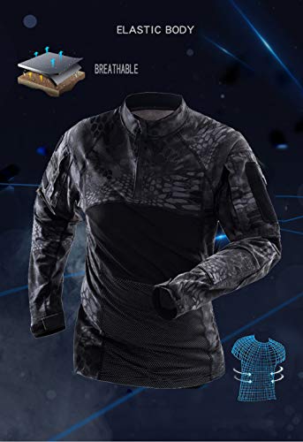 Camisa táctica militar transpirable de manga larga para hombre airsoft ropa al aire libre con bolsillos con cremallera