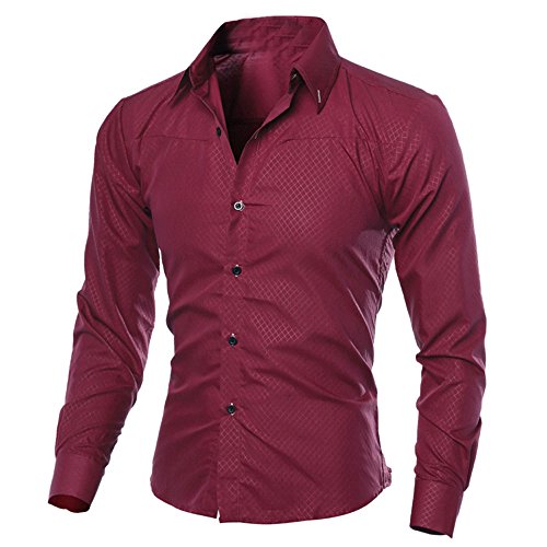 Camisas Hombre,Hombre Moda Impreso Camisas de Manga Larga Slim Tops Blusa Camiseta Slim fit Business Casual Camisas de Vestir Formales