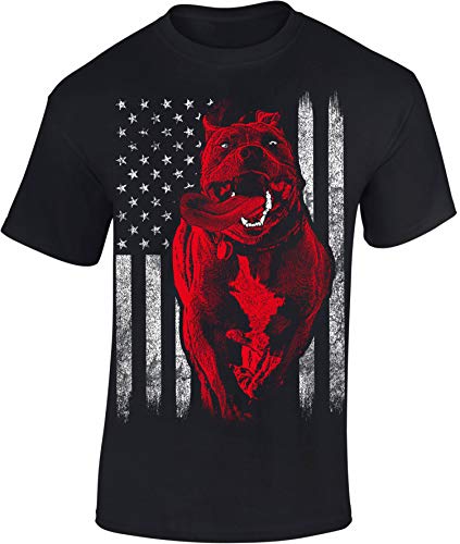 Camiseta: American Pitbull - Terrier USA T-Shirt - Regalo Hombre-s y Mujer-es - Perro Pelea Perra Chucho Cánido Can Dog Mascota Animal - Bike-r Chopper Motero - Deporte Combate Pasear (XXL)