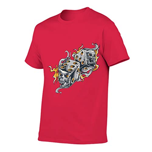 Camiseta de algodón para hombre, diseño de calavera con texto en inglés Red1 XXXXXL