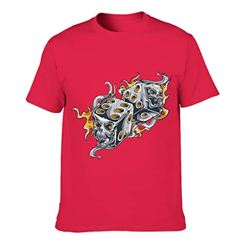 Camiseta de algodón para hombre, diseño de calavera con texto en inglés Red1 XXXXXL