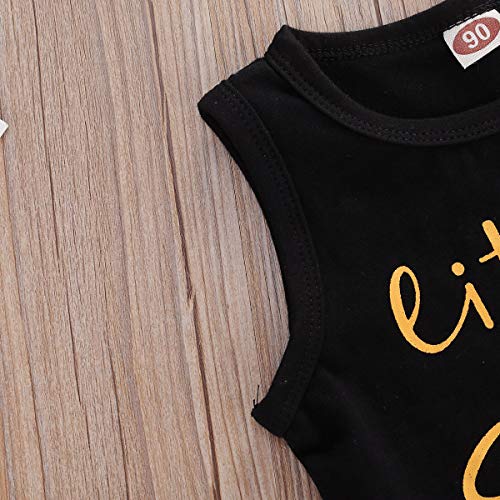 Camiseta de bebé niña Miss Sassy chaleco tops girasol pantalones cortos conjunto de niños ropa de verano traje Negro Negro ( 2-3 Años