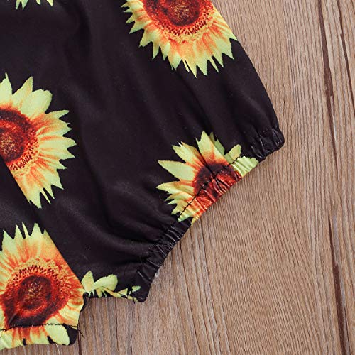 Camiseta de bebé niña Miss Sassy chaleco tops girasol pantalones cortos conjunto de niños ropa de verano traje Negro Negro ( 2-3 Años