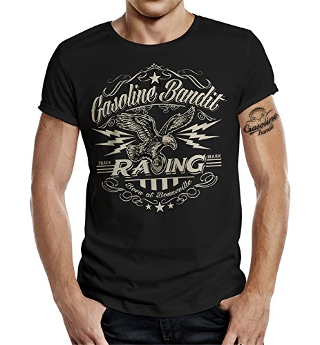 Camiseta de diseño original de Gasoline Bandit, modelo Biker Racer: Born in Bonneville Negro
 XXXXL