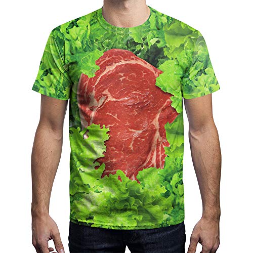 Camiseta Impresión Digital 3D Hortalizas Gourmet Cerdo Cuello Redondo Suelta Hombres de Manga Corta Personalidad de Verano Suelta,S,Color de Foto