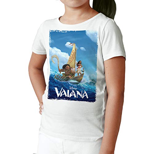 Camiseta Niña - Unisex Dibujos, Vaiana y Moana (Blanco, 7 años)