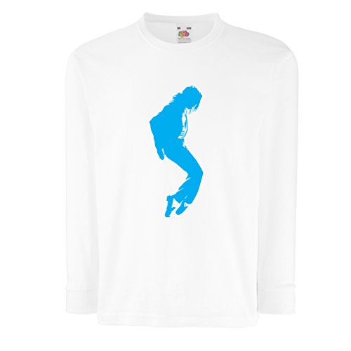 Camisetas de Manga Larga para Niño Me Encanta MJ - Ropa de Club de Fans, Ropa de Concierto (5-6 Years Blanco Azul)