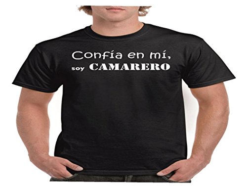 Camisetas divertidas Child confia en mi, Soy Camarero - para Hombre Camisetas Talla Small Color Negro