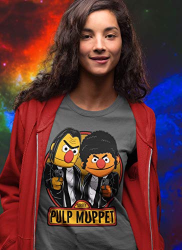 Camisetas La Colmena 2212-Pulp Mupppet - Epi & Blas - Bert & Ernie - Pulp Fiction (Melonseta) (M, Ebano)