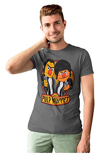 Camisetas La Colmena 2212-Pulp Mupppet - Epi & Blas - Bert & Ernie - Pulp Fiction (Melonseta) (M, Ebano)