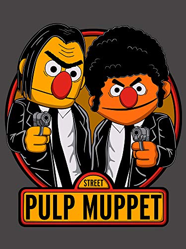 Camisetas La Colmena 2212-Pulp Mupppet - Epi & Blas - Bert & Ernie - Pulp Fiction (Melonseta) (M, Ebano)