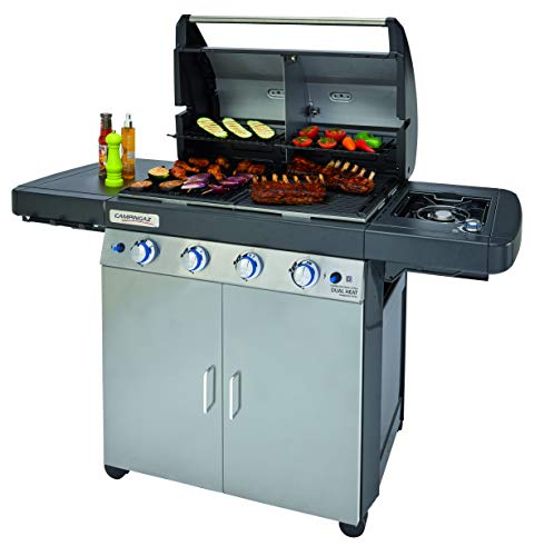 Campingaz 2000033727 4 Series Dual Heat LS Plus Barbacoa Gas con 2 zonas de asar, 4 quemadores de acero inoxidable, un quemador lateral, sistema de limpieza InstaClean, Culinary Modular System