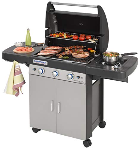 Campingaz 3 Series Classic LS Plus Barbacoa a Gas con 3 quemadores de acero inoxidable y un asador lateral, 9.6 kW, sistema de limpieza InstaClean