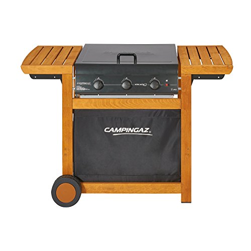 Campingaz Woody Adelaide 3 Barbacoa de Gas con 3 Quemadores, 14 Kw, Fácil Sistema de Limpieza Instaclean, Parrillas de Acero, 2 Mesas Laterales, 80x50x20 cm, Gris (Antracita), 3000004975