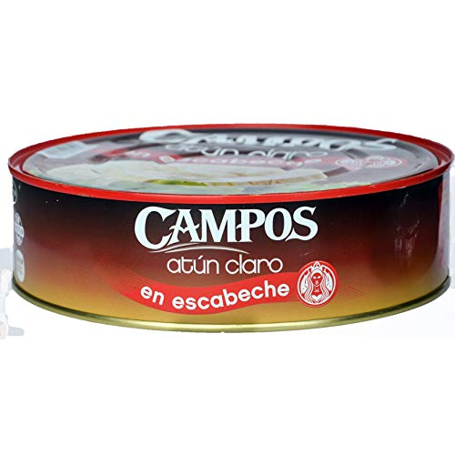 CAMPOS Conserva de atún claro en escabeche tradicional, pandereta/ lata de 1900 g