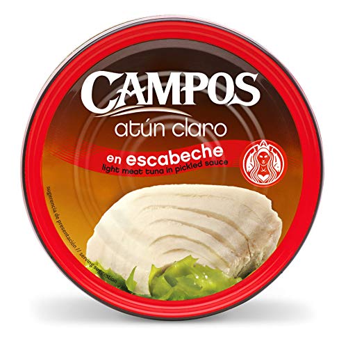 CAMPOS Conserva de atún claro en escabeche tradicional, pandereta/ lata de 1900 g