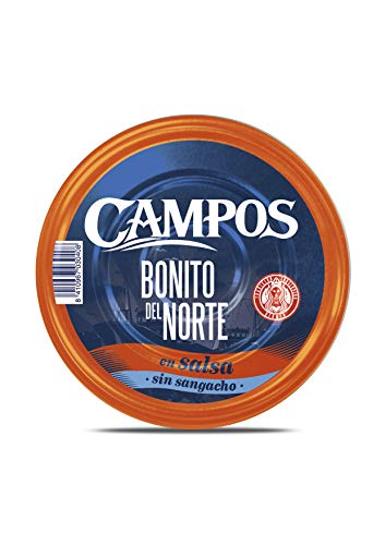 CAMPOS, Conserva de Bonito del norte MSC de pesca certificada Sin Sangacho, en salsa - pandereta/ lata de 1900 gr.