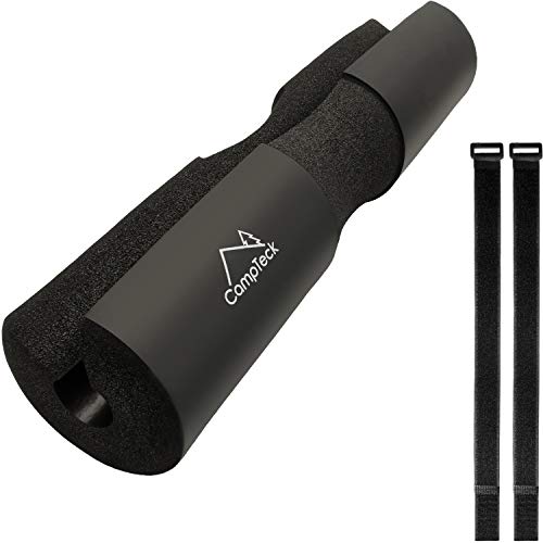 CampTeck U6814 Almohadilla Barra Barbell Squat Pad con Correas de Gancho y Bucle Cojín de Espuma Barra Olimpica - Negro