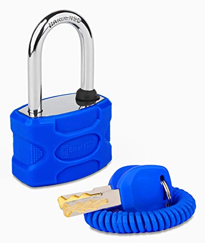 Candado con Llave de Corte Laser de Alta Seguridad/Candados Antirrobo Para Taquilla de Vestuario, Gym/Gimnasio, Escuela, Puerta, Verja, Reja/Duro y Robusto Llave de Coche Arco Largo 3 Colores (Azul)