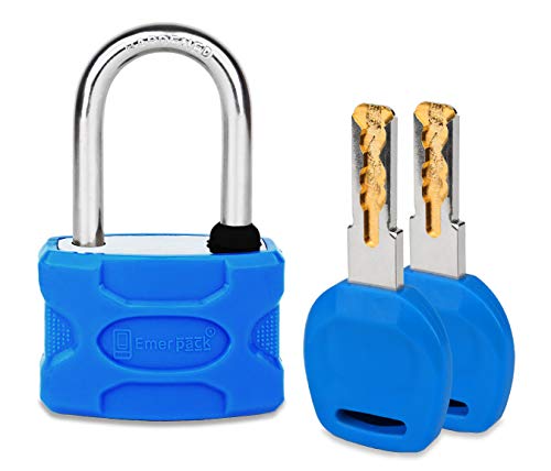 Candado con Llave de Corte Laser de Alta Seguridad/Candados Antirrobo Para Taquilla de Vestuario, Gym/Gimnasio, Escuela, Puerta, Verja, Reja/Duro y Robusto Llave de Coche Arco Largo 3 Colores (Azul)