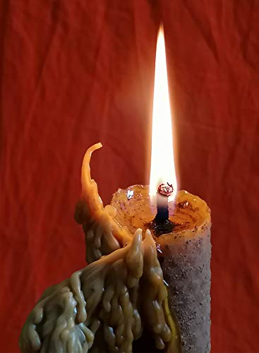 Candle Art Vela San ALEJO Corta y aleja Personas Que Nos perjudican. Color Púrpura y Natural, Cera de Abeja con Plantas, ritualizada