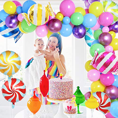 Candy Balloon Garland Arch 109 Pack Candyland Decoraciones de fiesta para cumpleaños Baby Shower Navidad con dulces Candy Lollipop Balloons