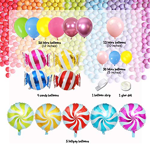 Candy Balloon Garland Arch 109 Pack Candyland Decoraciones de fiesta para cumpleaños Baby Shower Navidad con dulces Candy Lollipop Balloons