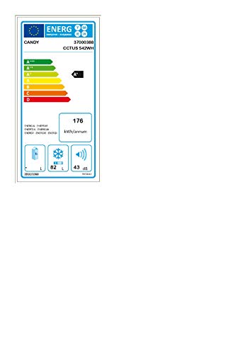 Candy CCTUS 542 WH - Congelador Vertical, Capacidad 82 L, 4 Cajones, silencioso 43 dBA, Tirador inox, Puerta reversible, Clase A+