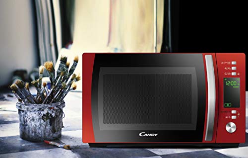 Candy CMXG20DR Microondas con Grill y Cook In App, Capacidad 20L, 40 Programas Automáticos, Plato giratorio 24,5cm, 700 W, 20 litros, Rojo