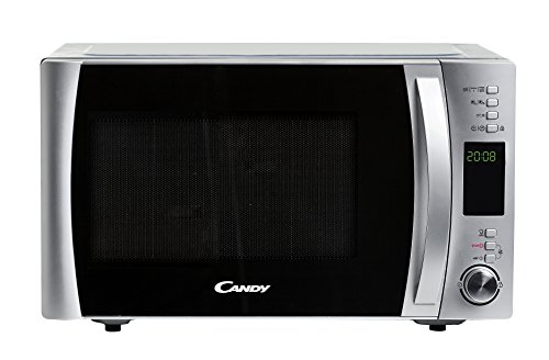 Candy CMXG25DCS Microondas con Grill y Cook in App, Capacidad 25L, 40 programas automáticos, 5 Niveles, Plato Giratorio 31.5 cm, Potencia 900 W / 1000 W, Color Plata 33x45x55cm