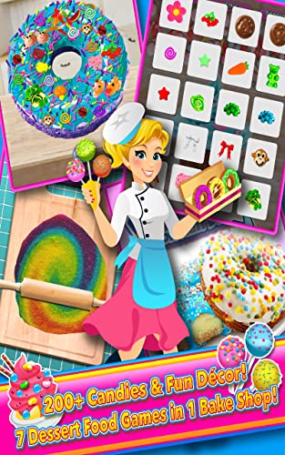 Candy Dessert Bakery Shop – Make, Bake & Cook Donuts, Cake Pops, Cupcakes, Cookies, Popsicles, Ice Cream, Cakes! Kids Candy Kitchen Cooking Food Maker Restaurant Game