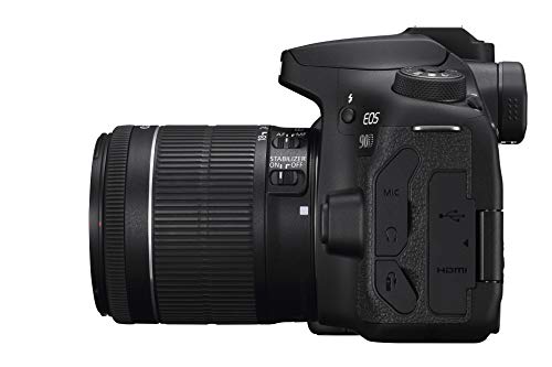 Canon EOS 90D - Cámara Réflex de 32.5 MP (Sensor APS-C, 45 Puntos AF, Disparos de 10fps, EOS Movie 4k+Full HD, Wi-fi, Bluetooth) Negro - Kit Cuerpo con Objetivo EF-S 18-55mm f/ 3.5-5.6 IS USM