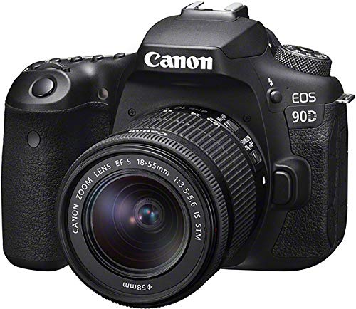 Canon EOS 90D - Cámara Réflex de 32.5 MP (Sensor APS-C, 45 Puntos AF, Disparos de 10fps, EOS Movie 4k+Full HD, Wi-fi, Bluetooth) Negro - Kit Cuerpo con Objetivo EF-S 18-55mm f/ 3.5-5.6 IS USM