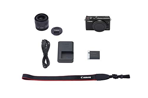 Canon EOS M100 BK M15-45 S - Cámara con sensor APS-C de 24.2 MP (DIGIC 7, Dual Pixel CMOS AF, pantalla táctil LCD de 8 cm, Full HD a 60P) negro - Kit Cuerpo con Objetivo EF-M 15-45 mm