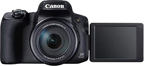 Canon PowerShot SX70 HS - Cámara Bridge de 20.3 MP (Zoom óptico de 65x, DIGIC 8, 10 fps, Vídeo 4K, LCD, ángulo Variable) Negro