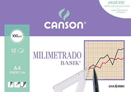 Canson 406323 - Papel milimetrado, 12 hojas