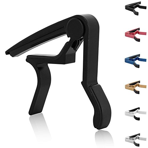 Capo Single Handed Guitar Capo Quick Change for Guitars, Ukulele, Banjo, Mandolin, Bass, Black