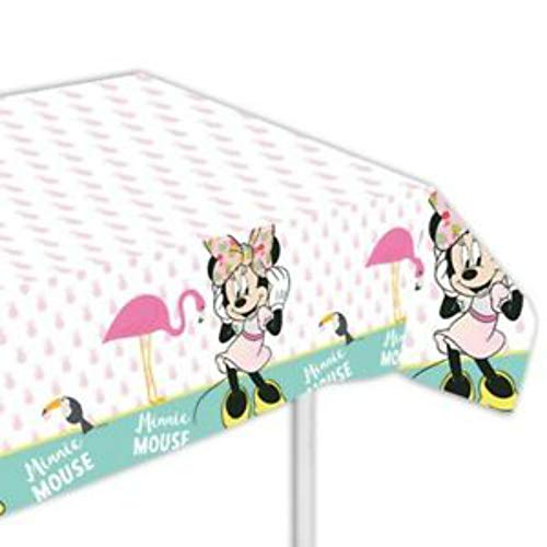 CAPRILO Lote de 2 Manteles Decorativos Infantiles Minnie Mouse Tropical 120 x 180cm. Juguetes y Regalos Fiestas de Cumpleaños, Bodas, Bautizos, Comuniones y Eventos.  Decoración Hogar.