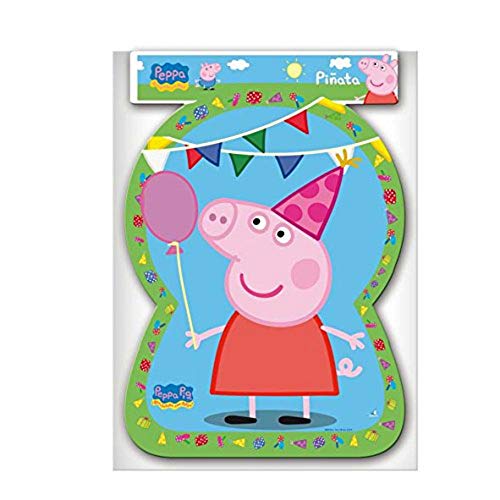 CAPRILO Piñata Infantil Decorativa Peppa Pig para Cumpleaños 46 x 65 cm. Regalos Fiestas de Cumpleaños, Bodas, Bautizos, Comuniones y Eventos.  Decoración Hogar.