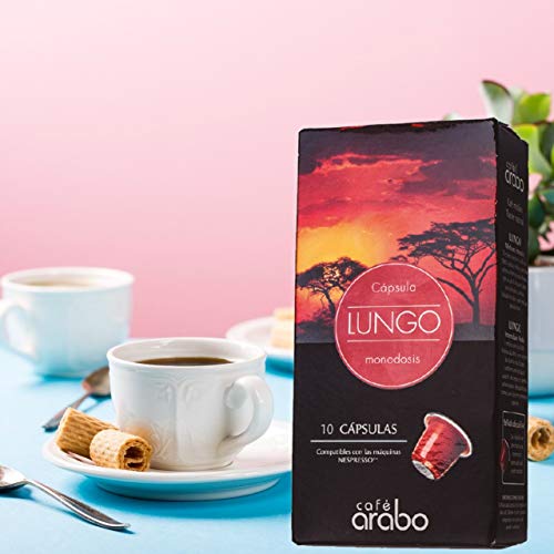 Capsulas Café Nespresso Compatibles – 80 Capsulas (Pack de 8 x 10) Espresso – 100% Arabica Africanos de Kenya y Etiopia - Lungo