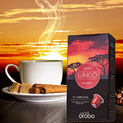 Capsulas Café Nespresso Compatibles – 80 Capsulas (Pack de 8 x 10) Espresso – 100% Arabica Africanos de Kenya y Etiopia - Lungo