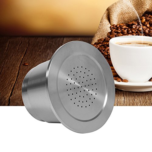 Cápsulas Nespresso Reutilizables y Lavables, de Acero Inoxidable de Grado Alimenticio, Compatibles con la Máquina Nespresso, Respetuosas con el Medio Ambiente, con Cuchara de Plástico