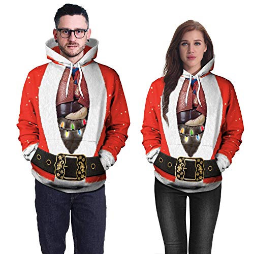 Capucha Mujeres hombres Navidad Papá Noel bastón de invierno Hip-hop punk 3D Impreso Sudaderas con capucha de dibujos animados Sudaderas con capucha de colores Pareja hermosa moda Jerseys