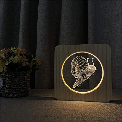 Caracol hexápodo de Madera acrílica lámpara de Mesa de luz Nocturna Interruptor de Control lámpara de Grabado decoración de habitación de niños Regalo